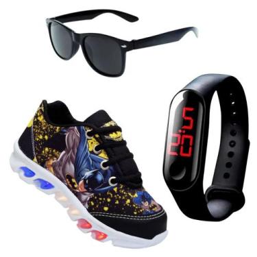 Imagem de tenis de led infantil masculino batman + relogio + oculos - Kids, 25, 