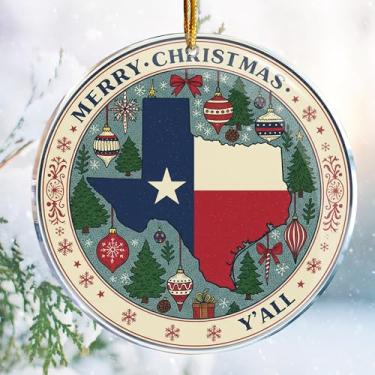 Imagem de Decorações de Natal – Impressão dupla face acrílica de 9 cm (Merry Christmas Y'all 2 - Ideias de presentes Texas Vibes para amigos e familiares)