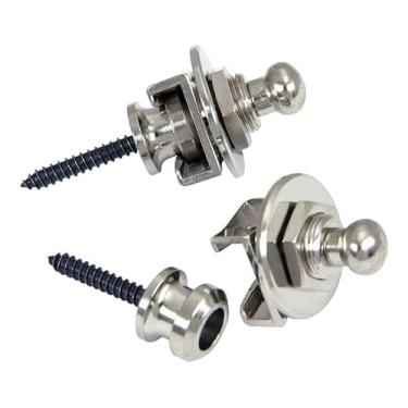 Imagem de Par Strap Lock Trava de Correia Zaidan’s – Para Guitarra, Violão, Baixo e Ukulele – Roldana Para Alça – Metal Resistente (Prata)