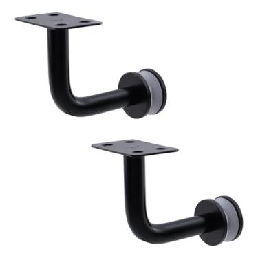 Imagem de KUMGROT Suporte de escada de corrimão, suporte de parede resistente, curvado para corrimão de montagem de vidro grosso de 6 a 16 mm, 3 cm, preto, 201, aço inoxidável, conjunto de 2 peças
