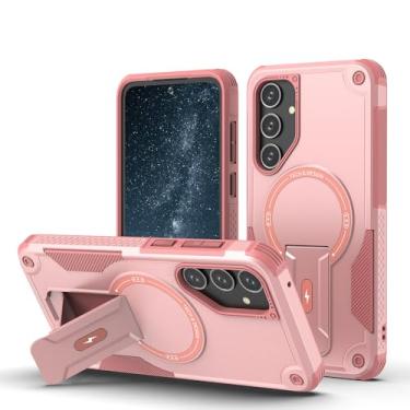 Imagem de Vatkyc Design magnético para Samsung Galaxy A35 com suporte, compatível com MagSafe Suporte Invisível Embutido Capa Resistente TPU Proteção de Grau Militar À Prova de Choque, Rosa
