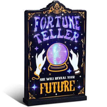 Imagem de Cinnvoice Fortune Teller LED Tabletop Sign Halloween Fortune Teller Tabletop Decoration with Blue Fortune Teller Glow Tarot Readings for Halloween Home Office Decor Spooky Party Supplies No Batteries