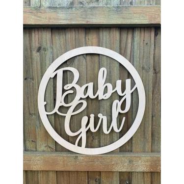 Imagem de Placa de fundo para bebê menina, fundo fotográfico de madeira para festa de primeiro aniversário, placa de anúncio de menina para revelação de gênero, decoração de festa de chá de bebê