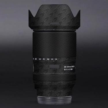 Imagem de Adesivo de lente de câmera antiarranhões para Tamron 28-300mm F4-7.1 adequado para Sony Mount Coat Wrap película protetora película protetora capa de pele 28-300 F4-7.1 (Plover preta)
