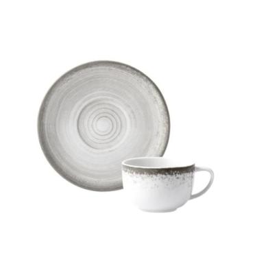 Imagem de Xicara Café Com Pires 80ml Porcelana Schmidt - Dec. Esfera Cinza 2416,