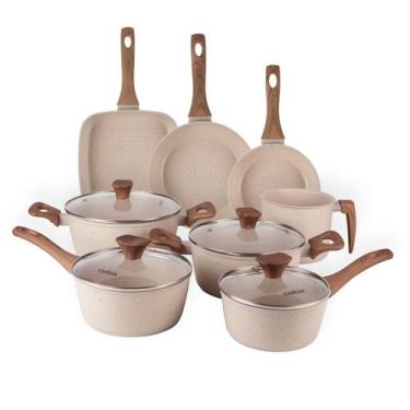 Imagem de Jogo de Panelas Revestimento Cerâmico Antiaderente 8 Peças Cozilux Lin