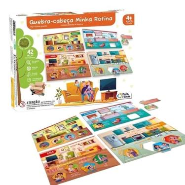 Imagem de Brinquedo Pedagógico Quebra Cabeça Em Madeira Fazendo Minha Rotina Infantil TDAH - Pais E Filhos