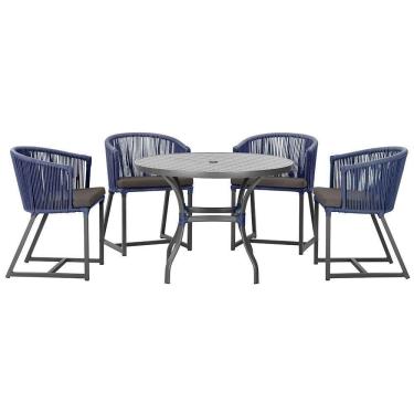 Imagem de Mesa Com 4 Cadeiras E Noronha Estofado 11 Trama autêntico Azul