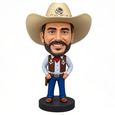 Imagem de Bobblehead de cowboy personalizado a partir da foto, presente ideal para fãs ocidentais, perfeito para namorado, pai, irmão, aniversário e detalhes em casa