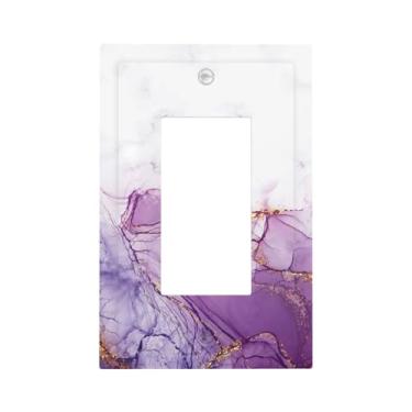 Imagem de Mármore Ametista Violeta Roxa 1 Gang Sem Dispositivo Tomada Placa de Parede Luz em Branco Interruptor Placa Elétrica Decorativa Decoração de Quarto