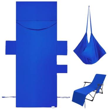 Imagem de PH PandaHall Capa de almofada de substituição para cadeira de descanso pendurada ao ar livre, 210,8 x 114,3 cm, almofadas flutuantes para cadeiras com organizador de dupla face, almofadas azuis à