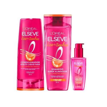 Imagem de Kit Elseve Liso dos Sonhos Shampoo + Condicionador + Sérum