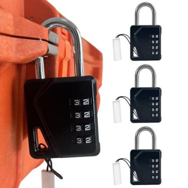 Imagem de LAFENLIN Pacote com 4 fechaduras, fechaduras de viagem com etiqueta gravável, cadeado de 4 dígitos sem chave para bagagem, armário, academia, mochila, portão de quintal, ferrolho, estojo, interior