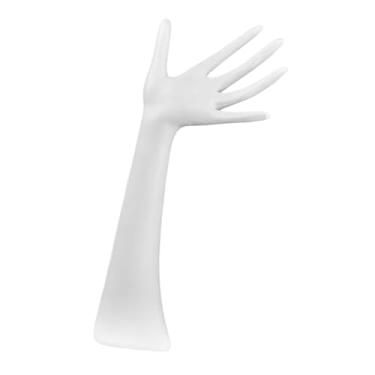 Imagem de simhoa Suporte de joias de mão de manequim, suporte de exibição de anel minimalista e versátil de resina, organizador de joias para lojas, Branco