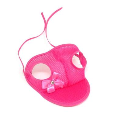 Imagem de Boné para Cachorro com viseira  cor rosa aerado  tamanho M