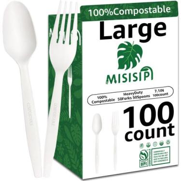 Imagem de Conjunto de talheres MISISIPI 100% compostável, 100 unidades (garfos e