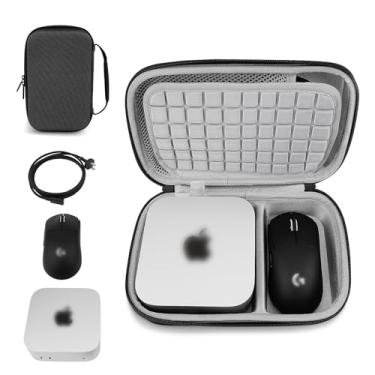 Imagem de XINGFUDAO Capa rígida para Apple Mac Mini M4/M4 Pro 2024 com espaço para mouse e acessórios, bolsa impermeável e resistente à abrasão para Mac Mini M4, preta