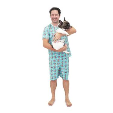 Imagem de Pijama Curto Masculino e Roupa Pet Divertido Macaquinhos - Alegria de 