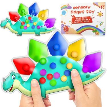 Imagem de Brinquedos sensoriais para classificação de cores de dinossauros, meia