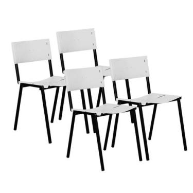 Imagem de Cadeira ISO Empilhavel Com 4 Unidades - Lamar Design, Laca branca