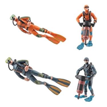 Imagem de Baoblaze 4 peças de decoração para aquário, enfeites para aquário, cenário subaquático, estátuas pequenas decorativas realistas, micro estatueta de mergulhador