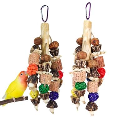 Imagem de Brinquedos de papagaio, brinquedos de mastigar pássaros de nozes naturais para papagaios pequenos e médios Lovebird Quaker Conure Budgie Calopsita - Ideal para a saúde do bico e dos pés de pássaros (2