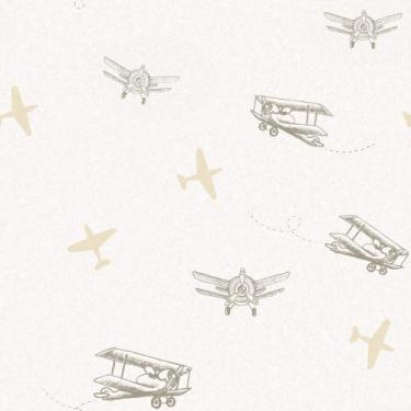 Imagem de Papel de Parede Infantil avião creme Fofura Baby FF4037. - edantex
