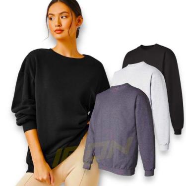 Imagem de Blusa Moletom CARECA Feminina Flanelado Frio Blusão Jaqueta Corrida Ac