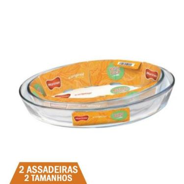 Imagem de 2 Travessas Grande Vidro Oval 2 Tamanhos Marinex 3,2L + 4L - NADIR FIG