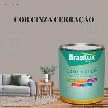Imagem de Esmalte Sintético Brasilux Base Água Ecologico Cor Cinza 800ML Brilhan
