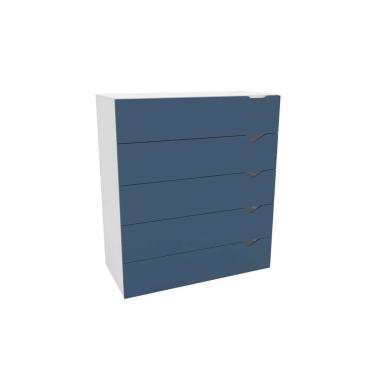 Imagem de Cômoda Casal Porto c/ 5 Gavetas Branco/Azul - Politorno