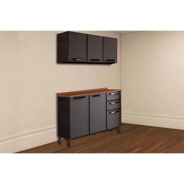 Imagem de Cozinha Completa Estilo 2 Peças (1Aéreo+1Balcão) C2P09 Cinza/Grafite - Bertolini