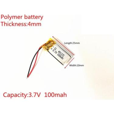 Imagem de Bateria 401025 com 100mah 4mmx10mmx25mm 2 fios 3,7v - lite