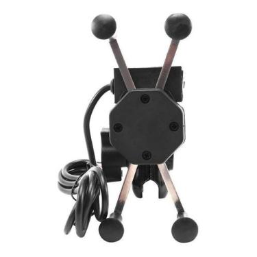 Imagem de Suporte E Carregador Gps Celular Para Moto Fixa Retrovisor  - Tomate