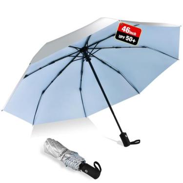Imagem de Guarda-sol HEXSOLID UPF 50+ com proteção UV compacto prateado/azul