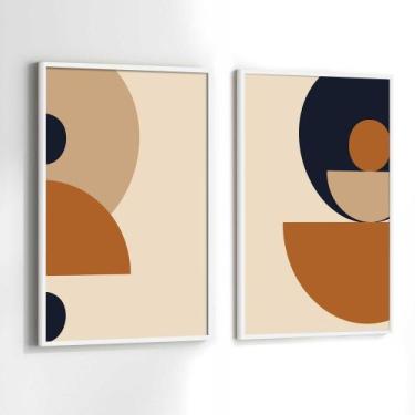 Imagem de Conjunto Quadros Decorativos com Moldura Geometrico Formas Kit 2 Quadr