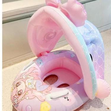 Imagem de Boia Bote Boca De Peixe Infantil Inflável C/Cobertura Bebe Criança Pis