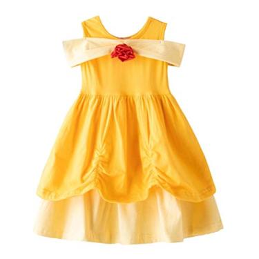 Imagem de Dressy Daisy Fantasia de princesa de beleza para meninas, festa de aniversário de Halloween, roupa chique, amarelo, tamanho, Apenas vestido, 2-3 Anos