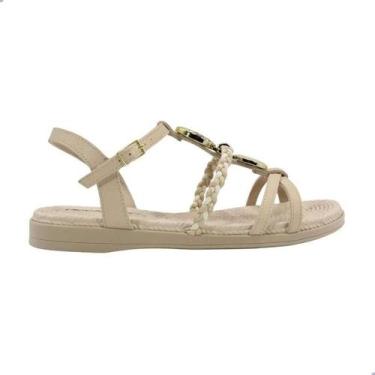 Imagem de Sandalia Piccadilly Rasteira - Feminina, Bege, 38