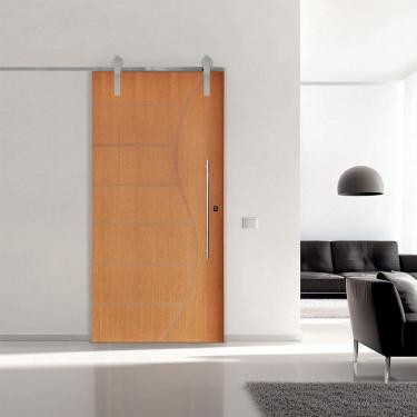 Imagem de Porta Correr 12 Trilho Soft Aparente Puxador Tubo 80cm 92cm X 210cm Esquerdo Belíssima Rodam