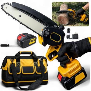 Imagem de Motosserra Profissional Bateria 48V Bivolt Sem Fio - Potência e Mobilidade para Cortes Rápidos e Eficientes em Madeira e Jardinagem. Ideal para Profissionais com Desempenho Robusto