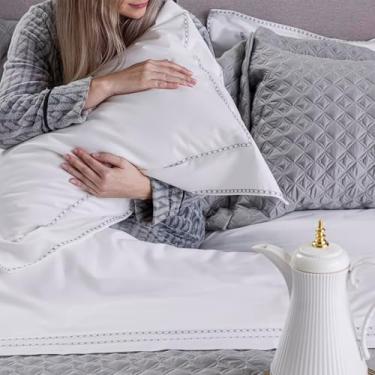 Imagem de FRONHA RAGGIO DI LUNA FIREFLY PRATA 100% ALGODÃO CETIM 400 FIOS 50X90