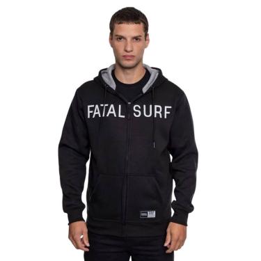 Imagem de Moletom Fatal Logo 3D Canguru Aberto Preto