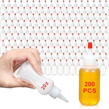 Imagem de Mifoci 200 frascos pequenos de plástico para condimentos de 59 ml com tampa vermelha, recipiente de mini garrafas dispensadoras Boston adequado para molho de salada, óleo, biscoitos, escrever colas de