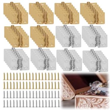 Imagem de TNJPSEK Pacote com 72 mini dobradiças para artesanato, pequenas dobradiças para caixa de madeira, caixa de joias, casa de bonecas, gabinete em miniatura, gabinete, mobília, modelo com 288 pregos de