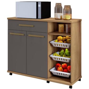 Imagem de Fruteira Salinas 2 Portas 1 Gaveta Cinamomo Grafite Arte Móveis