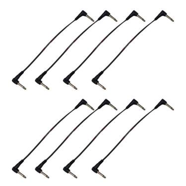 Imagem de Kit 8 Cabo P10 90º Em L Para Pedal Efeitos 25Cm Preto Mxt