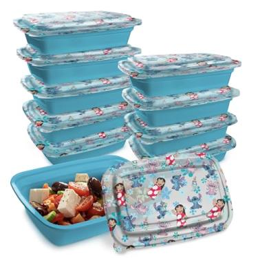 Imagem de Recipientes Disney Meal Prep – 20 peças reutilizáveis para alimentos com tampas – Seguro para freezer, micro-ondas e lava-louças – com Mickey e Minnie, Lilo & Stitch – Recipientes para alimentos para