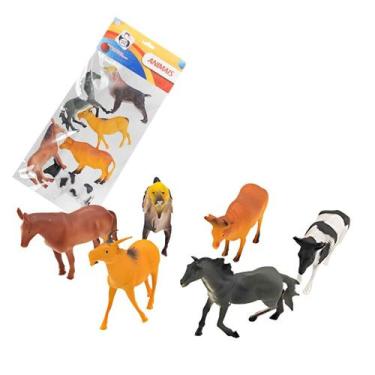 Imagem de Kit 6 Animais Da Fazenda Em Vinil Atóxico, Pica Pau, Figuras Do Campo 