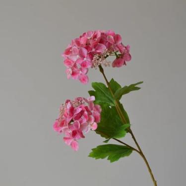 Imagem de 10 peças/lote 2 cabeças artificiais de látex hortênsia flores de toque real buquê de casamento decoração para casa festa arranjo de flores hortênsia (rosa vermelha)